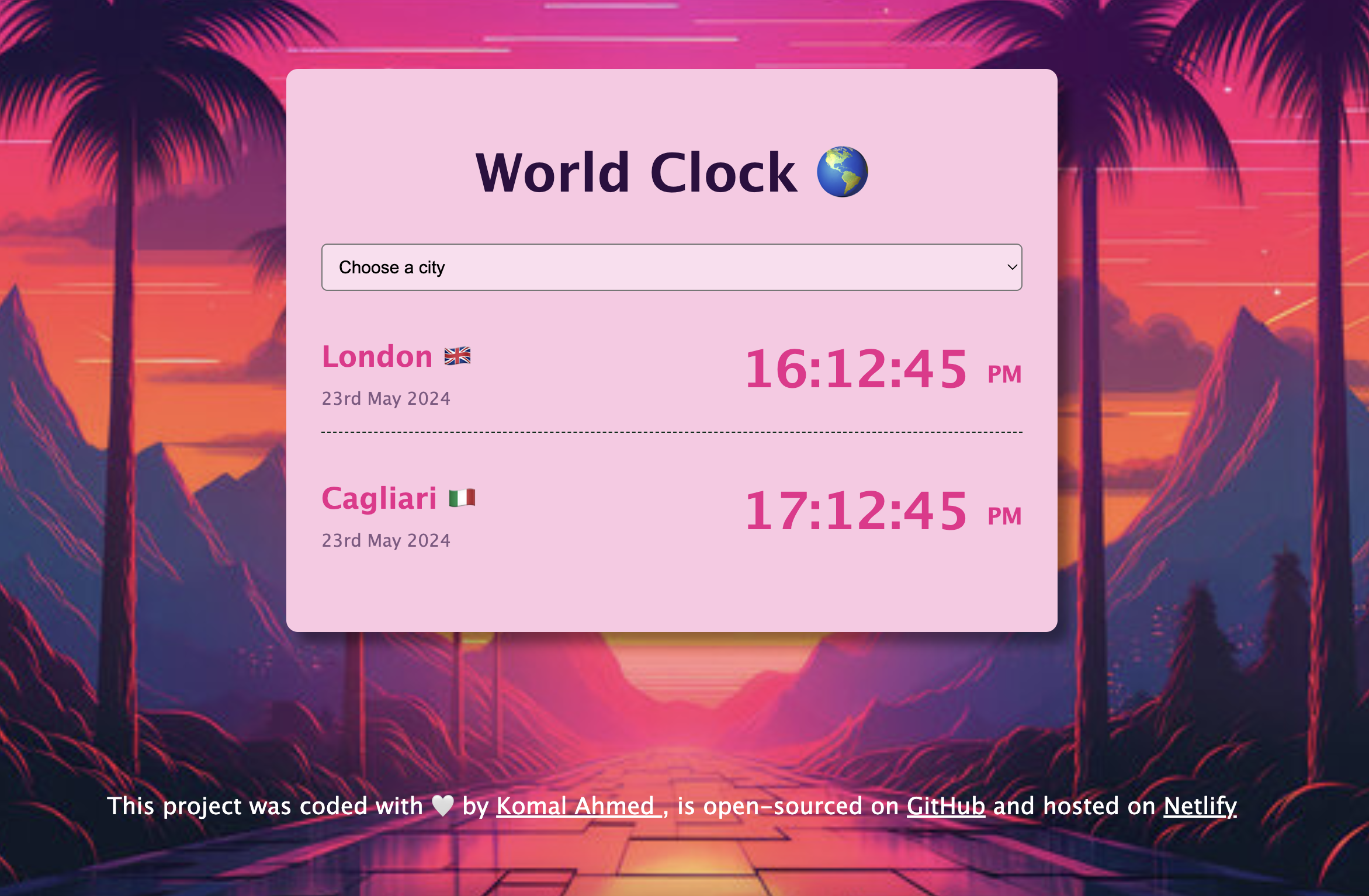 World Clock Project Screenshot